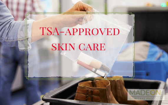 hand holding ziploc bag of skin care products at TSA line